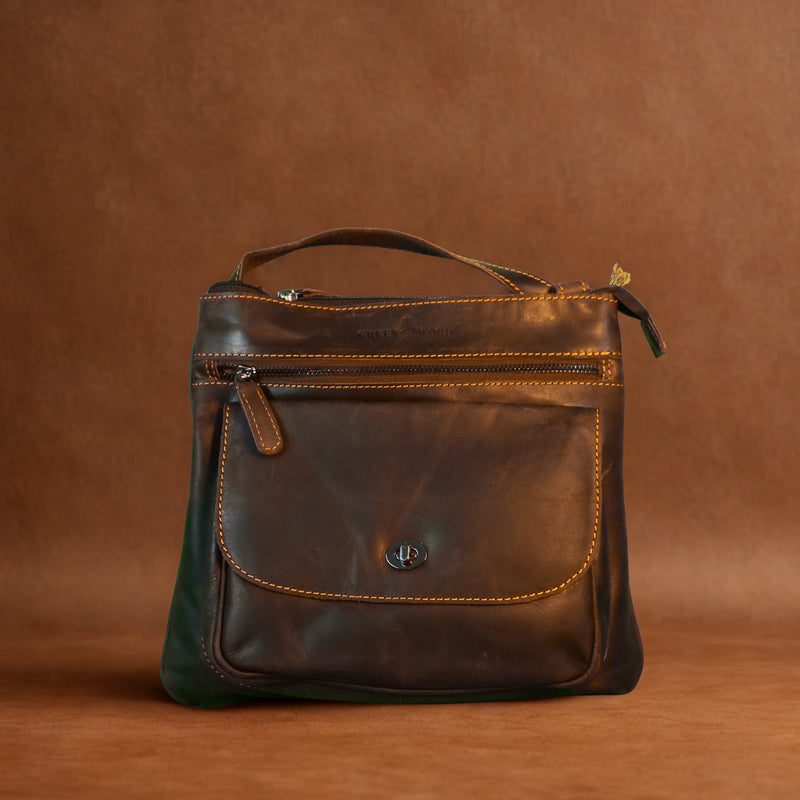 Greenwood Rotorua Leather Shoulder Bag - Brown