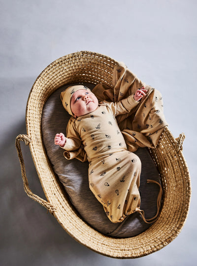 LFOH Knotted Beanie and Bootie Set - Wheat Marle Fruit N Vege
