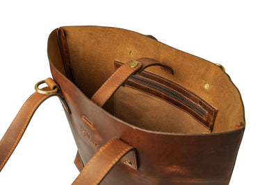Camden Leather Tote - Whiskey