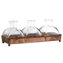 Three Vases with Metal Stand