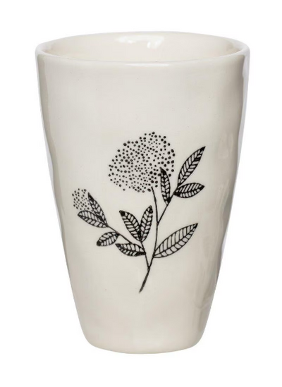 Black and White Dotted Flower Mug