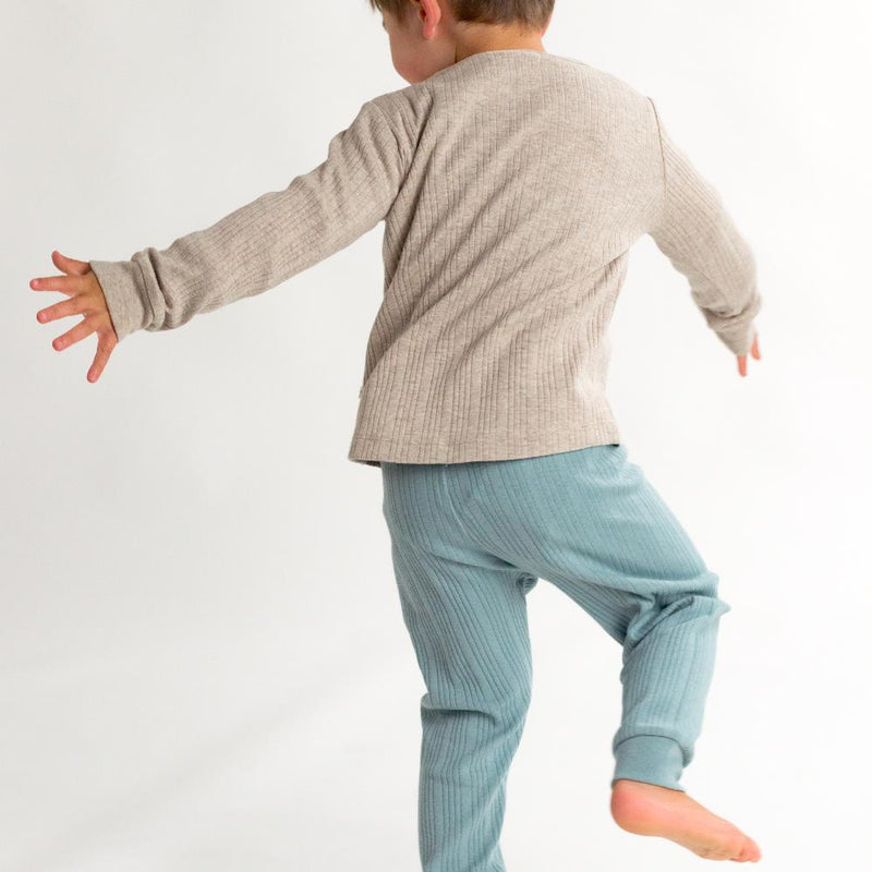 Woolbabe Organic Cotton/Merino Relaxed Pants - Tide Marl
