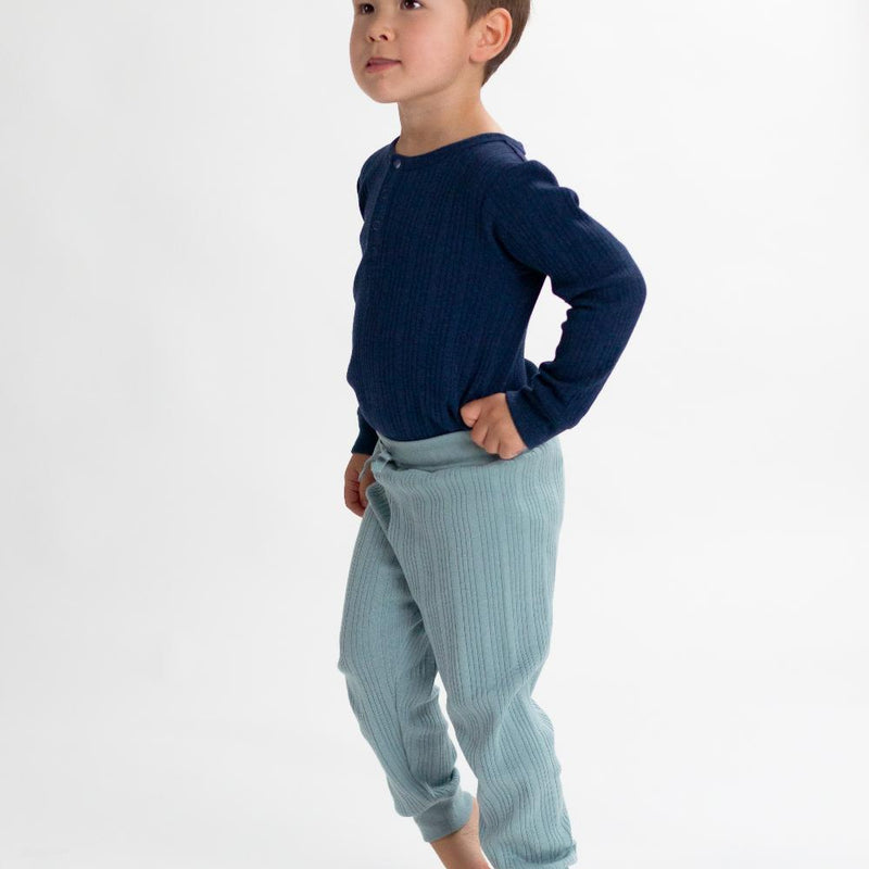 Woolbabe Organic Cotton/Merino Relaxed Pants - Tide Marl