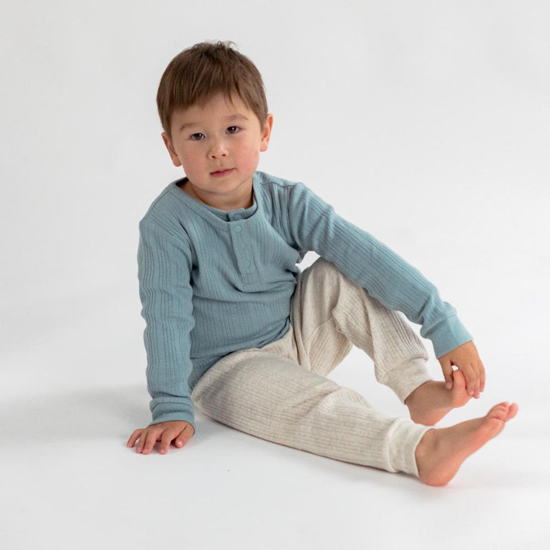 Woolbabe Organic Cotton/Merino Relaxed Pants - Natural Marl
