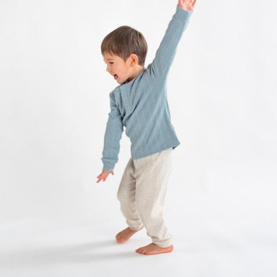 Woolbabe Organic Cotton/Merino Relaxed Pants - Natural Marl