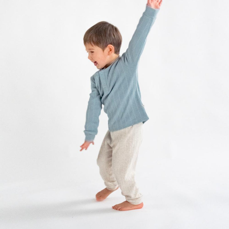Woolbabe Organic Cotton/Merino Relaxed Pants - Natural Marl