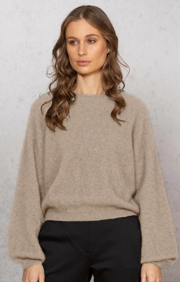 Noble Wilde Possum Merino Bellow Sleeve Jersey - Oyster