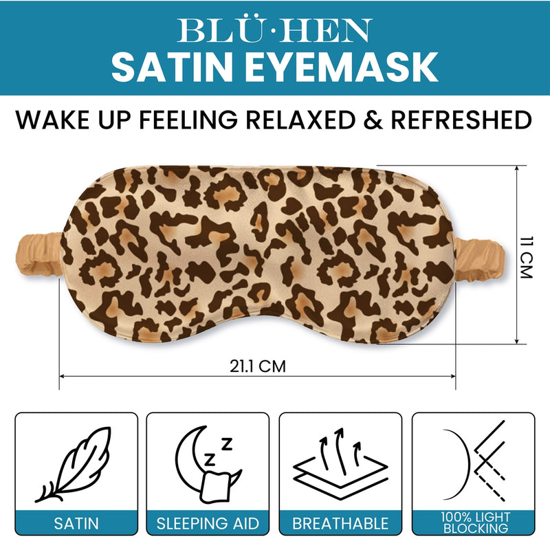 Bluhen - Leopard Print Satin Eyemask and Scrunchie