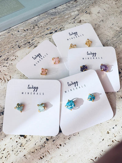 Twigg Mineral Stud Earrings - Green Fluorite