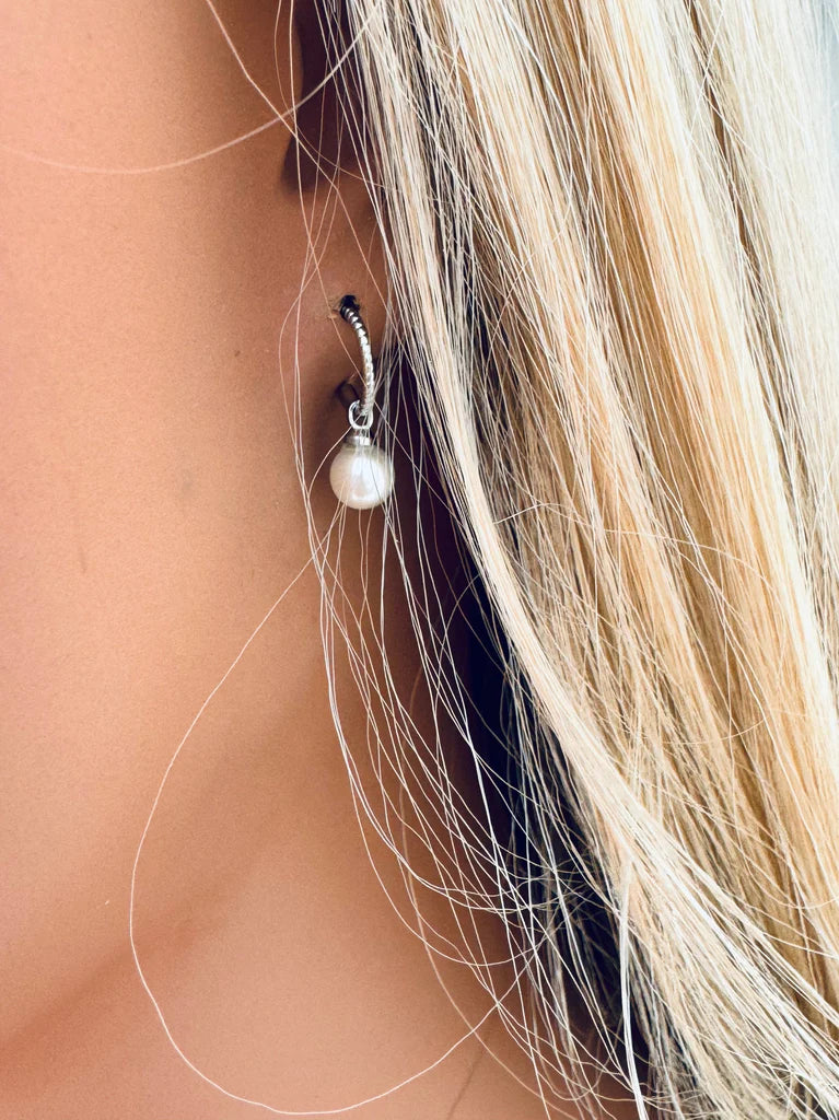 Twigg Iona Pearl Hoop Earrings