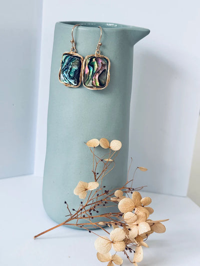 Twigg Wrapped Paua Shell Earrings