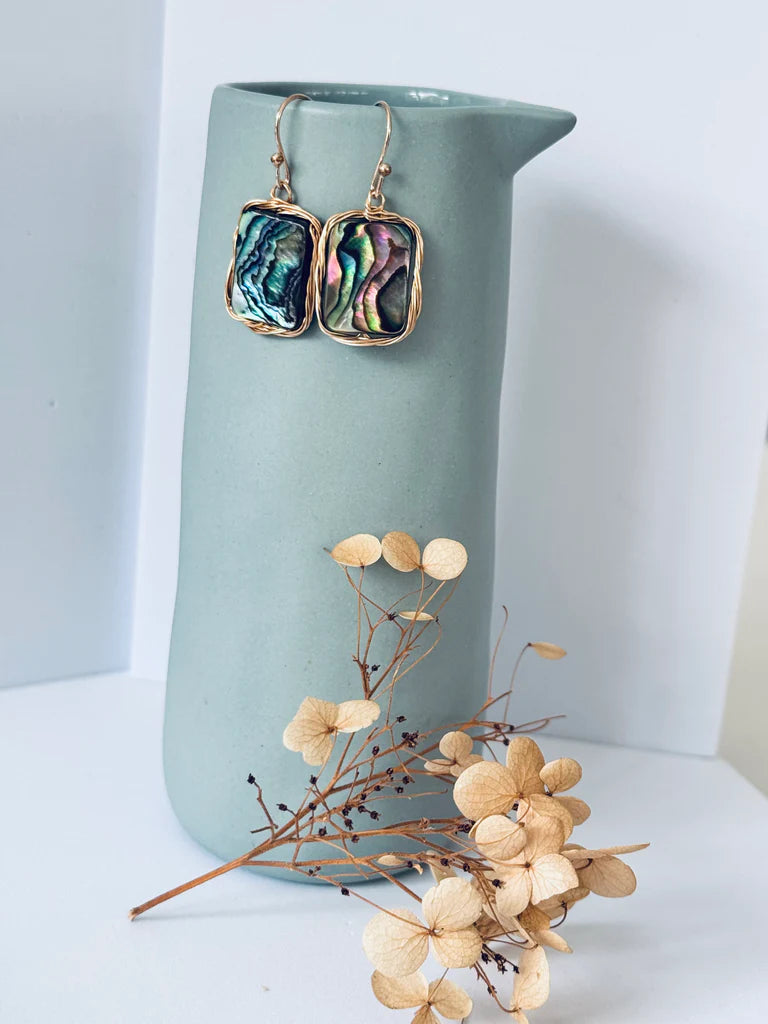 Twigg Wrapped Paua Shell Earrings