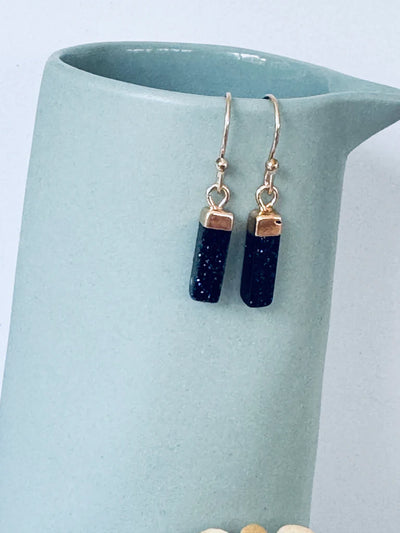 Twigg Iron Blue Sandstone Mineral Droplet Earrings