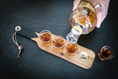 Serving Paddle and Shot Glasses