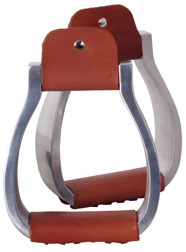 Double Hill Aluminium Oxbow Stirrup Irons with Leather Tread