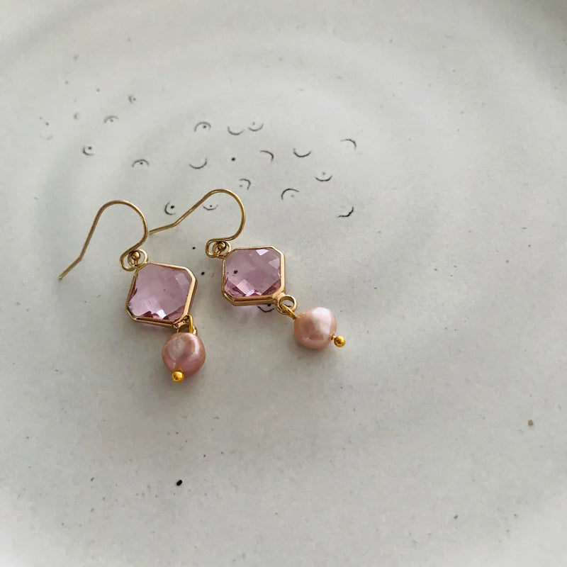 Twigg Audrey Diamond Pearl Rose Earrings