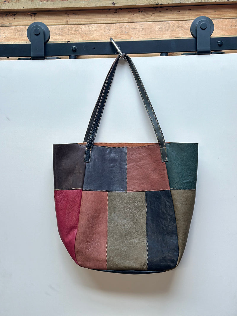 Baron Large Patch Leather Zipped Tote Meadow