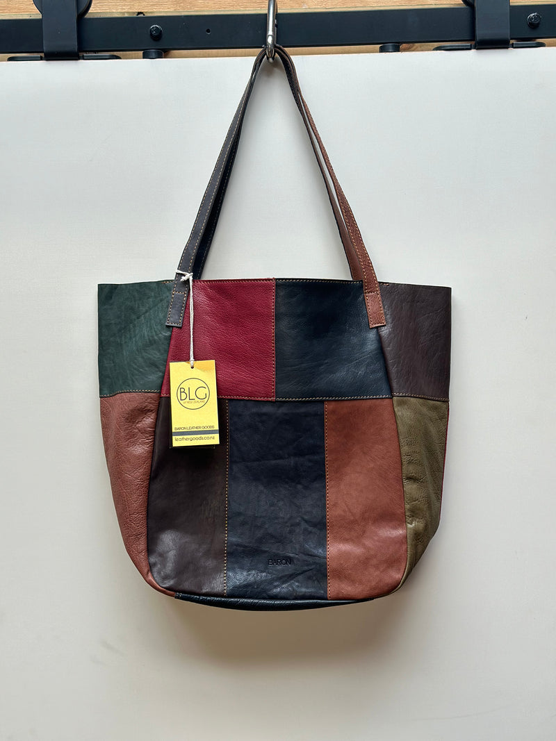 Baron Large Patch Leather Zipped Tote Meadow