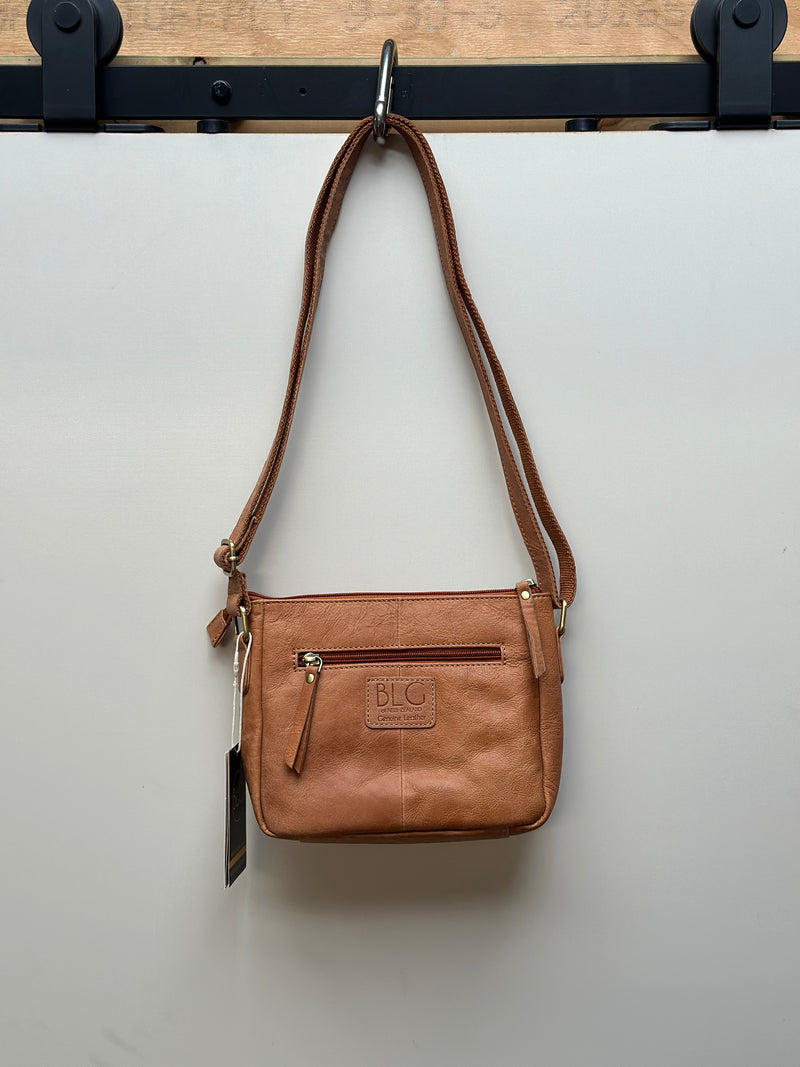 Baron Buffed Leather Small Cross Body Bag - Cognac