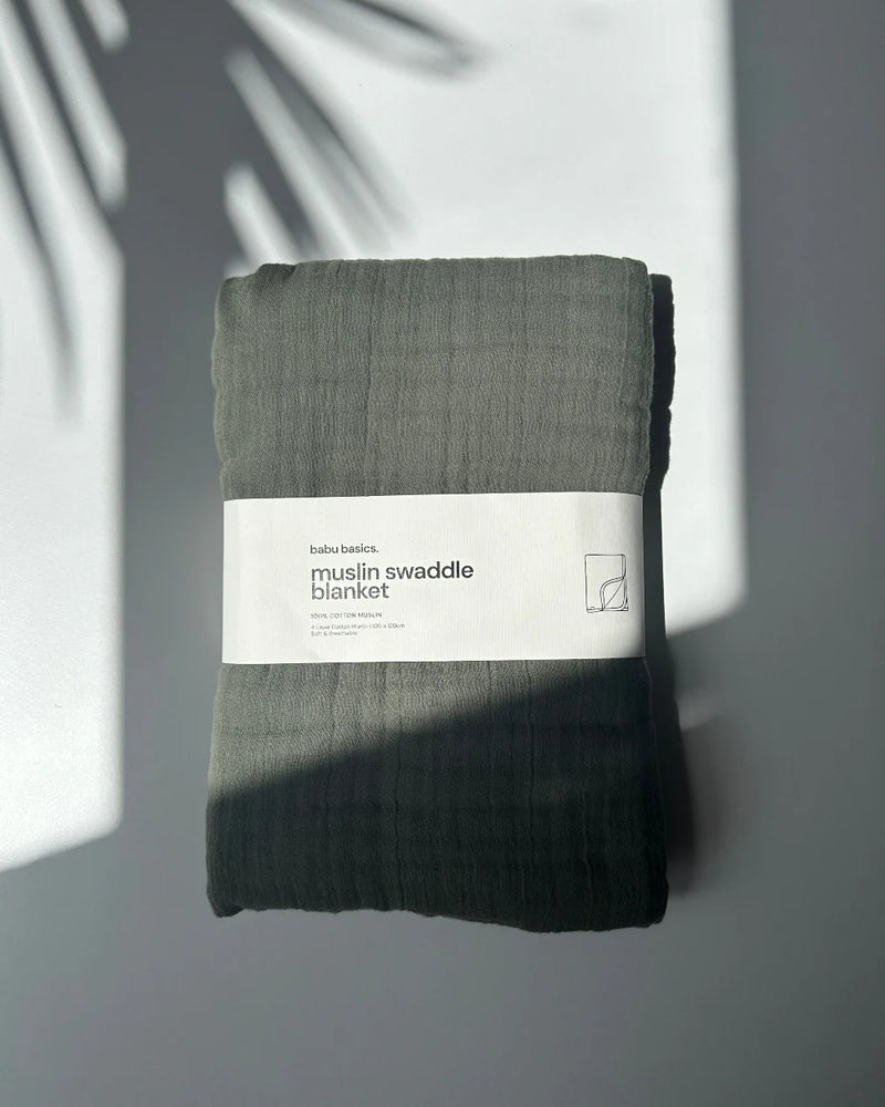 Babu Muslin Swaddle/Blanket - Moss