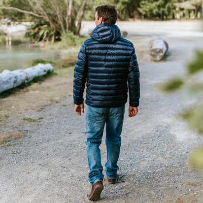 Moke Jimmy Mens Packable Down Jacket - Navy