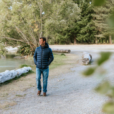 Moke Jimmy Mens Packable Down Jacket - Navy