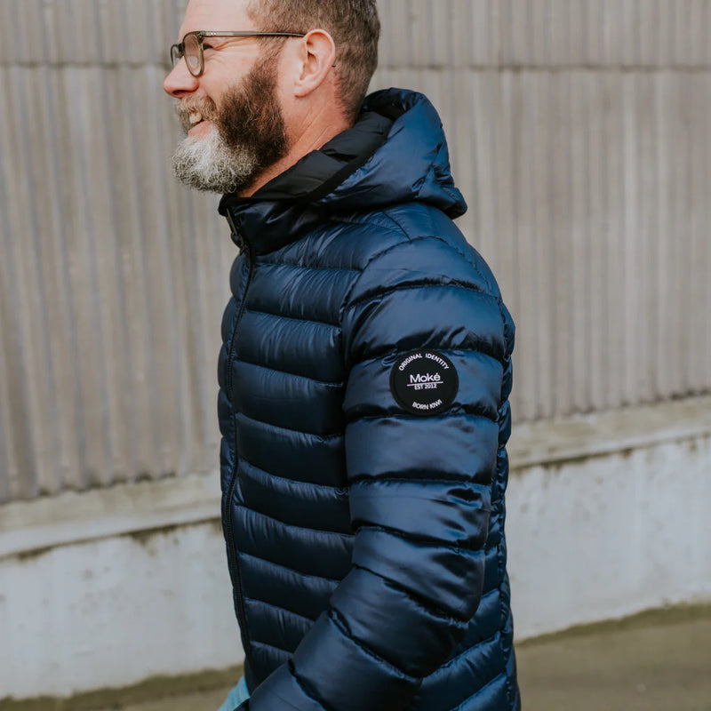 Moke Jimmy Mens Packable Down Jacket - Navy