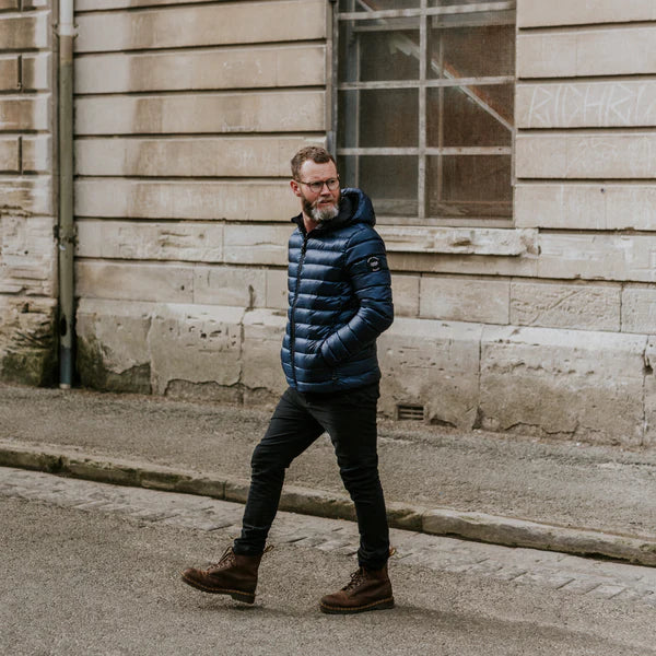 Moke Jimmy Mens Packable Down Jacket - Navy