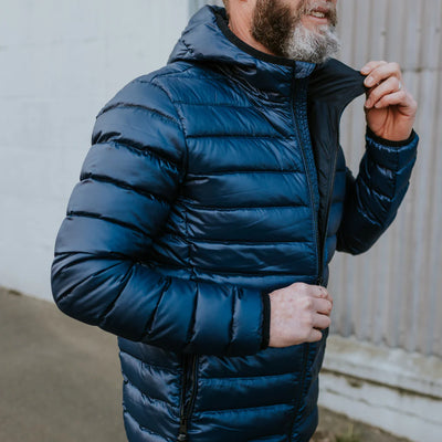 Moke Jimmy Mens Packable Down Jacket - Navy