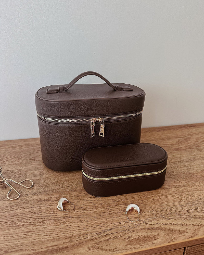 Louenhide Juliette and Charlee Cosmetic Case Set - Chocolate