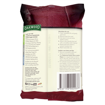 Oakwood Instant Shine wipes