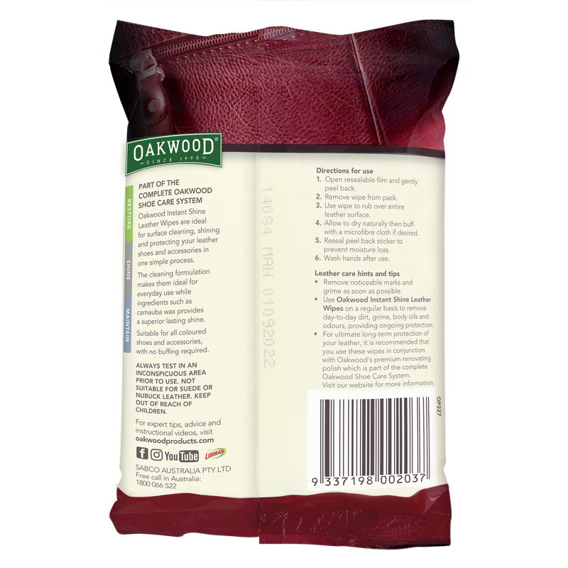 Oakwood Instant Shine wipes
