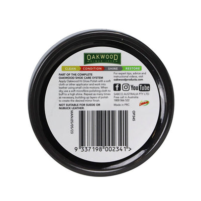 Oakwood High Gloss Shoe & Boot Polish Black 65g