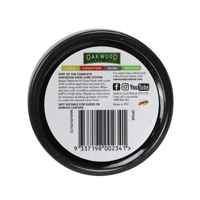 Oakwood High Gloss Shoe & Boot Polish Black 65g