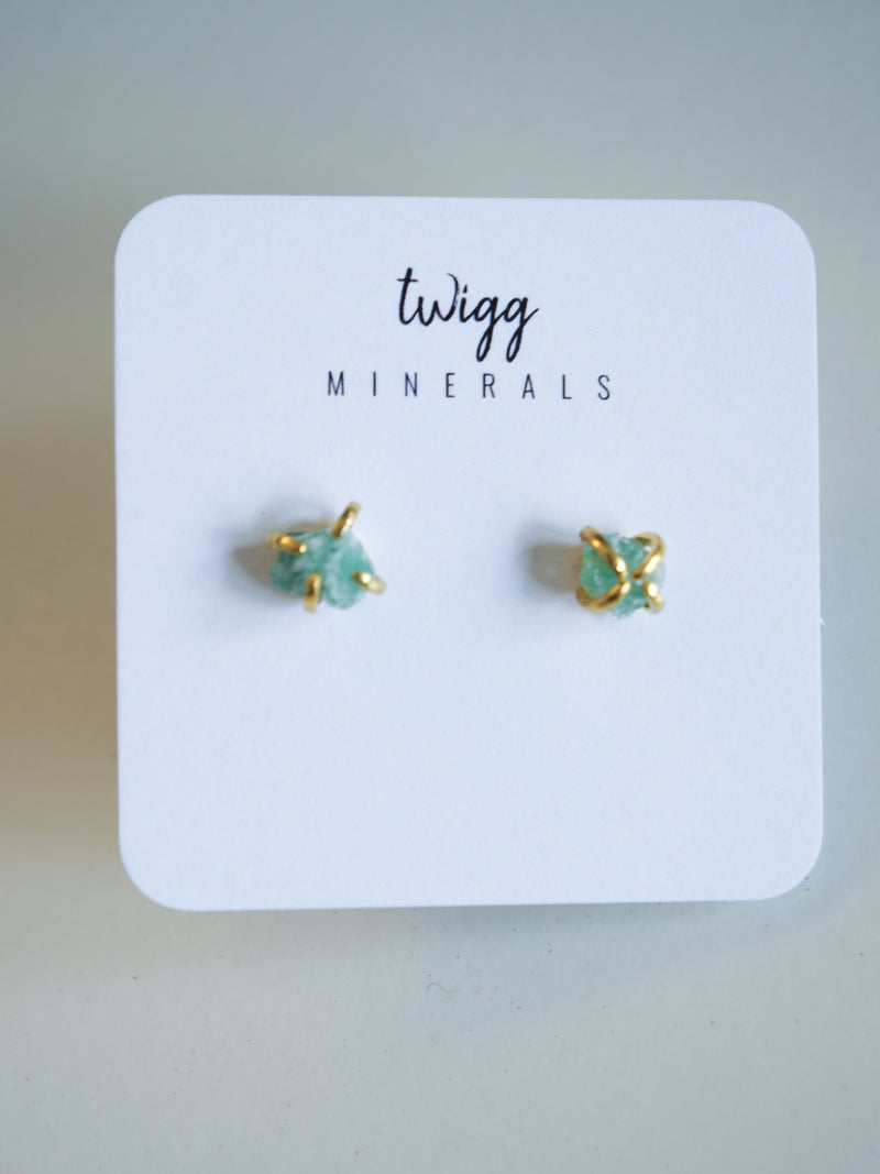 Twigg Mineral Stud Earrings - Green Fluorite