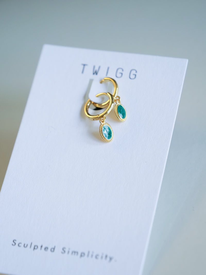 Twigg Emerald Huggie Sleeper Earrings