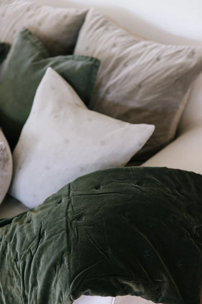 Mason Bee Velvet Cushion - 60 x 60cm - Stone