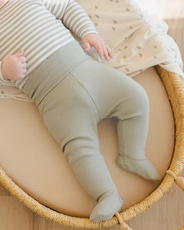 Quincy Mae - Side Snap Bodysuit and Pant Set - Fern Stripe