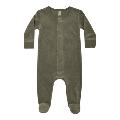 Quincy Mae - Velour Hidden Snap Footie