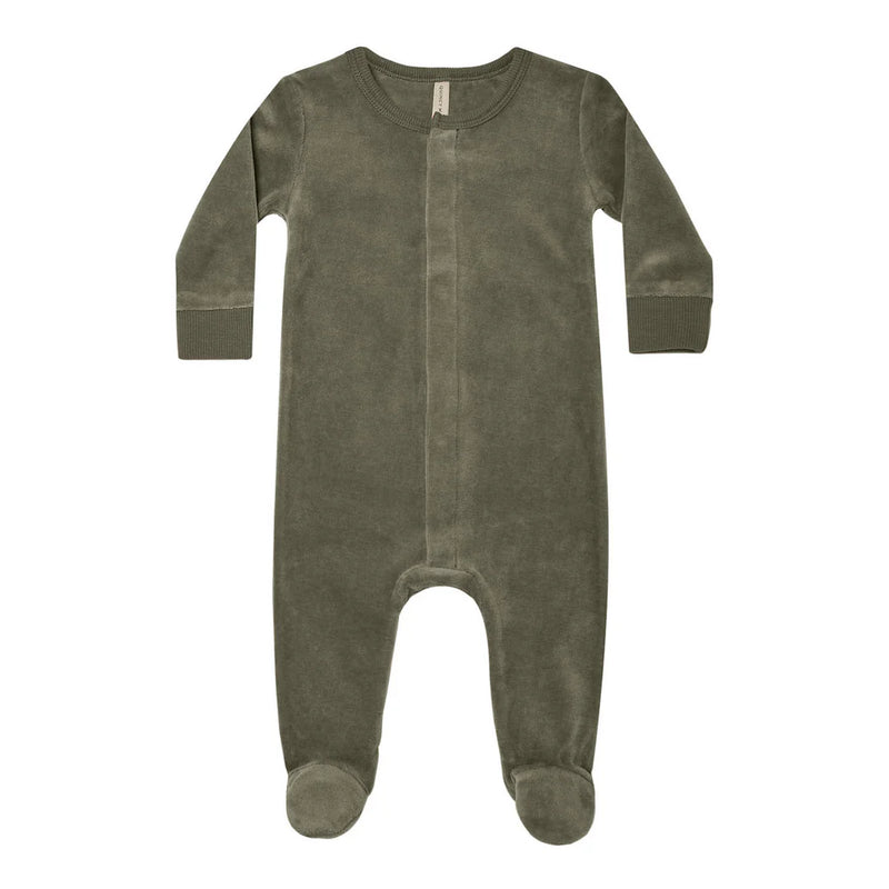 Quincy Mae - Velour Hidden Snap Footie