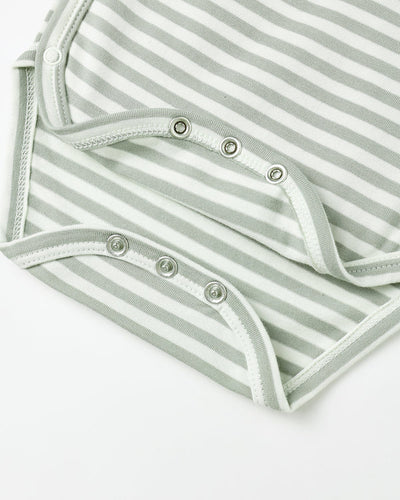 Quincy Mae - Side Snap Bodysuit and Pant Set - Fern Stripe