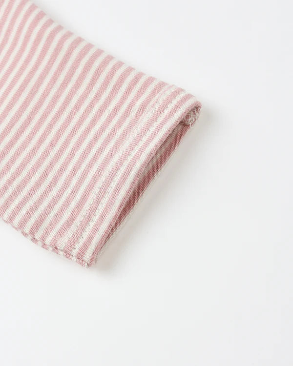Quincy Mae - Side Snap Bodysuit and Pant Set - Rose Stripe