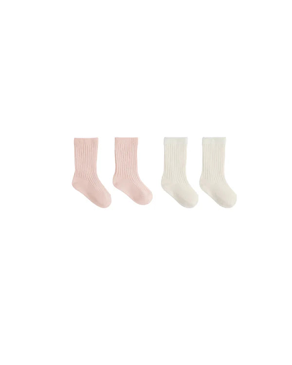 Quincy Mae - Socks Set - Natural - Rose