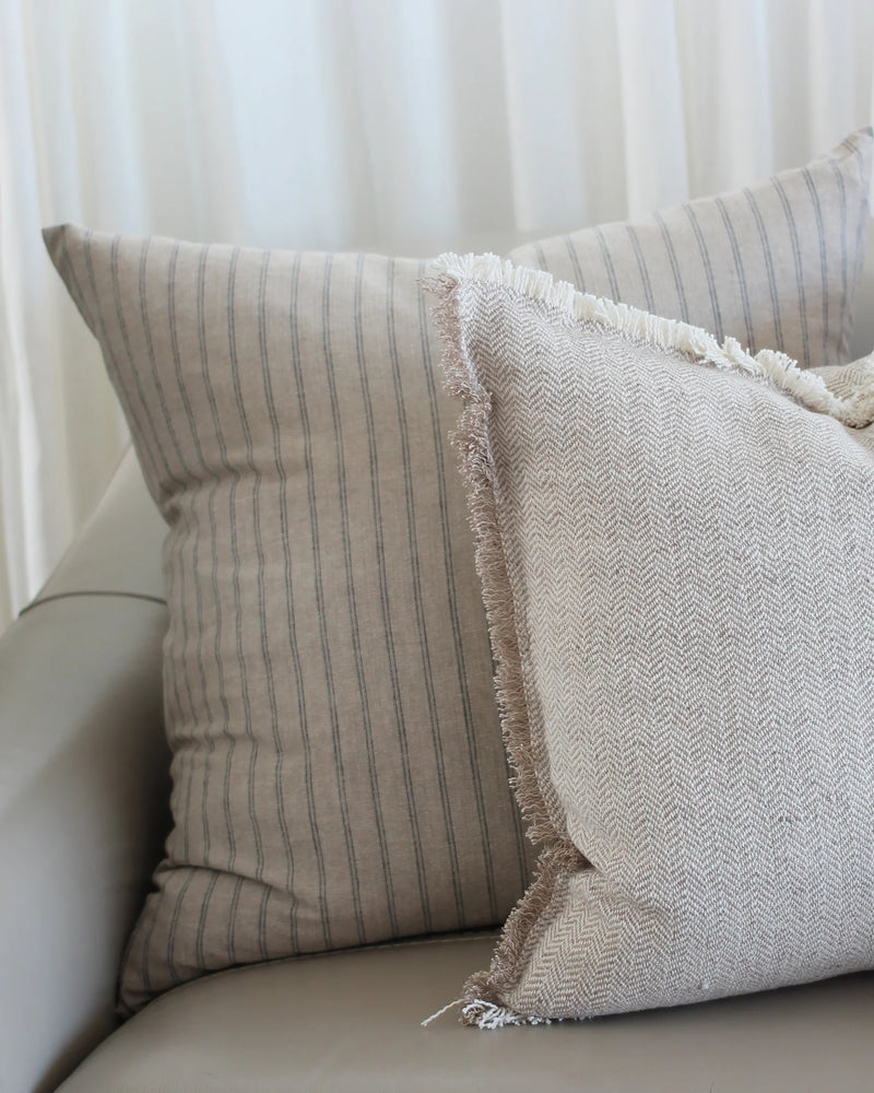 Heavy Herringbone Cushion - 60 x 60cm - Taupe