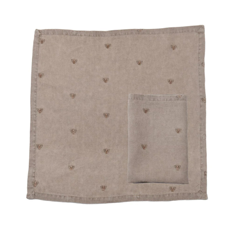 Mason Bee Linen Napkin - Set of 6 - Stone