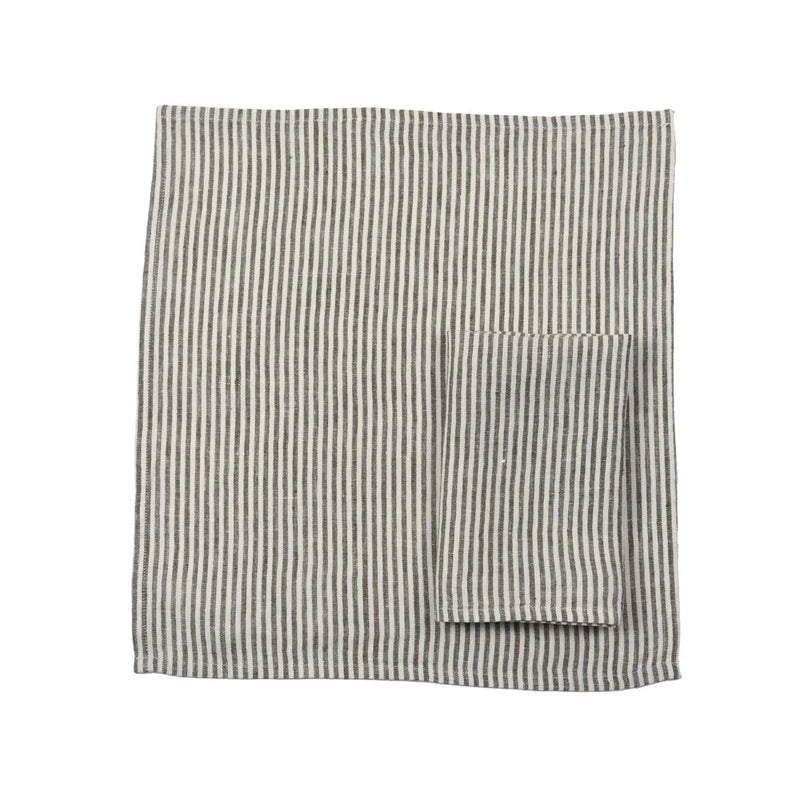 Linen Stripe Napkin - Set of 6 - Olive