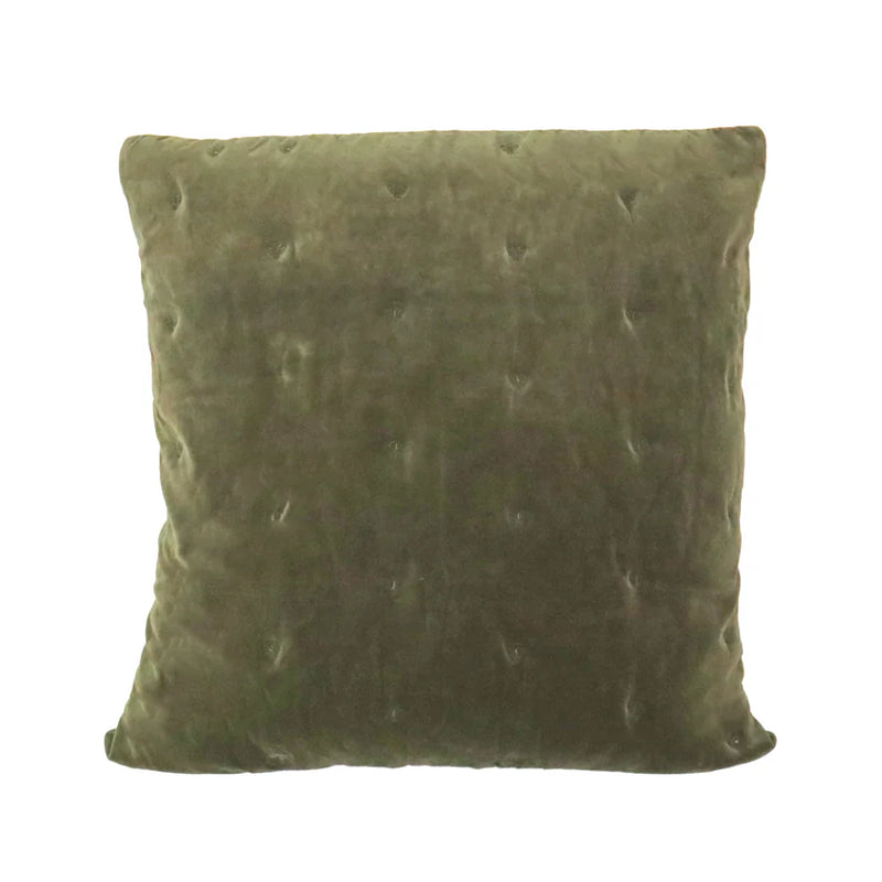 Mason Bee Velvet Cushion - 60 x 60cm - Olive Green