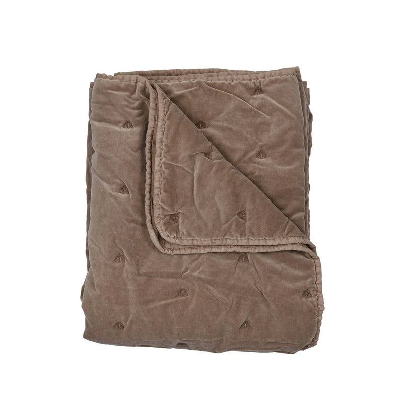 Mason Bee Velvet Throw - Stone