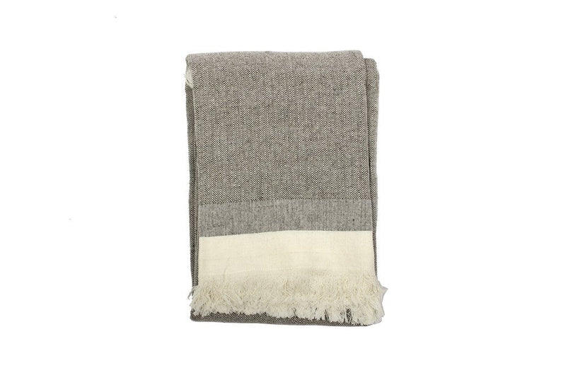 Heavy Herringbone Throw - 130 x 170cm - Burnt Olive