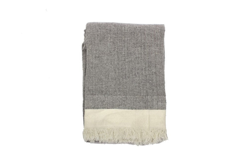 Heavy Herringbone Throw - 130 x 170cm - Dark Slate